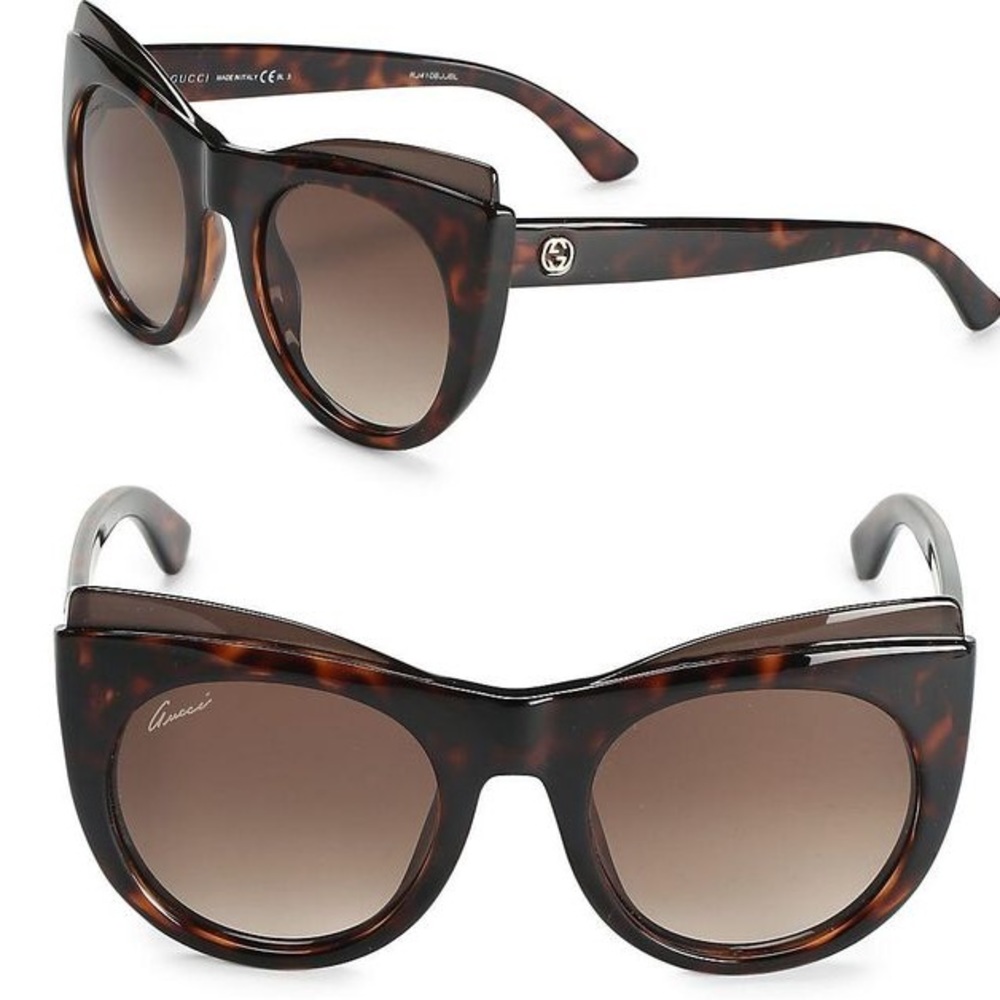 NWOT! GUCCI layered cat-eye tortoise sunglasses